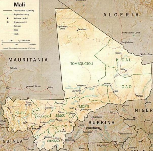 Bandiagara is the administrative capital of the Dogon region in the lower center of this map. Wdi is 25km from Bandiagara.