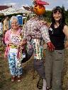 Mr Pumpkin Head with city councillors Philippa Slatter & Jenny Bailey